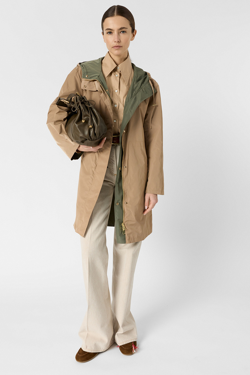 JANNIS - Длинная бежевая парка с капюшоном