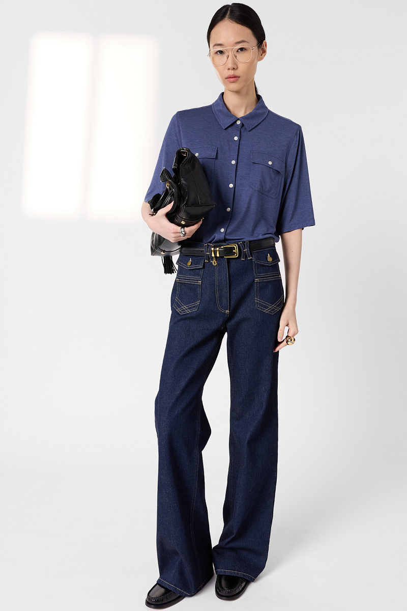 MYLA - Синяя рубашка-поло на пуговицах