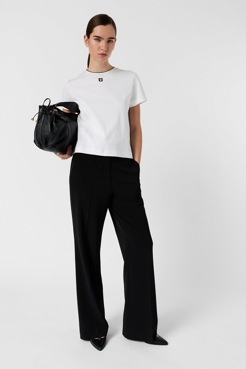 MAVIE - Белая футболка из хлопка с черными элеменами