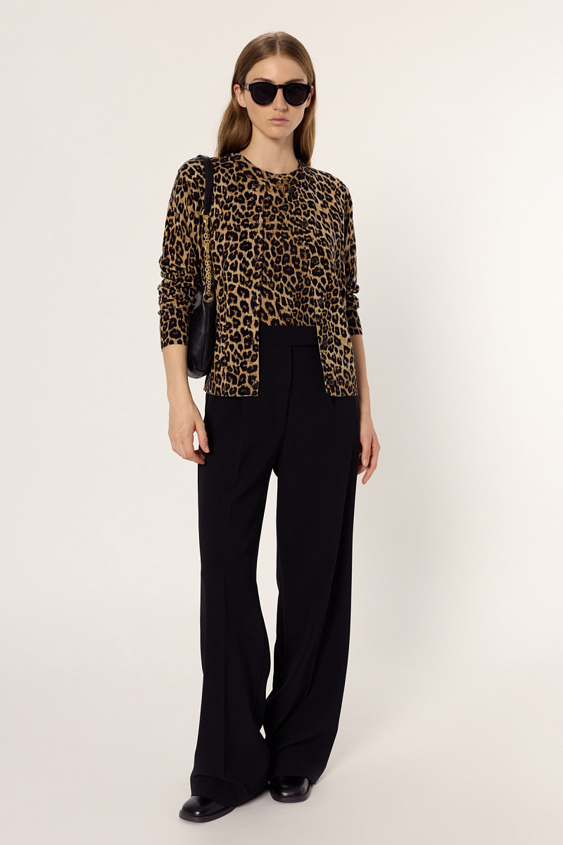 ELODIE - Кардиган из 100% шерсти с леопардовым рисунком