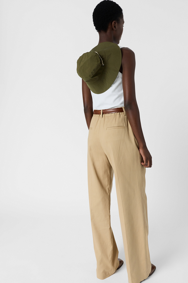 AZRA - Бежевые длинные брюки с защипами