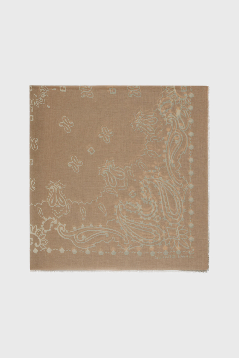 DORINE - Бежевый шарф из хлопка с принтом