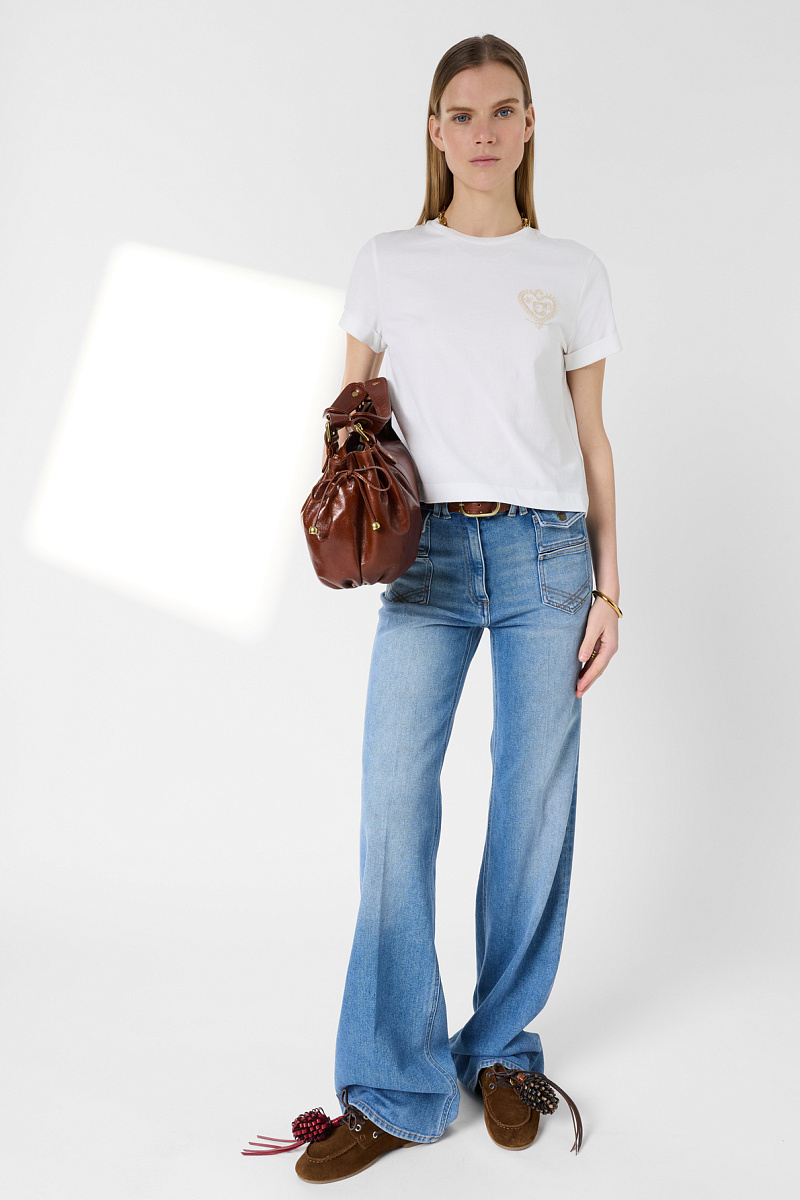 MELIA - Белая футболка из хлопка с вышитым гербом