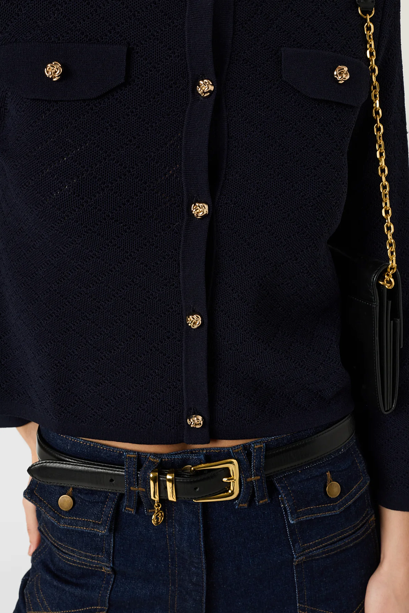 LUBNA - Синий ажурный короткий кардиган