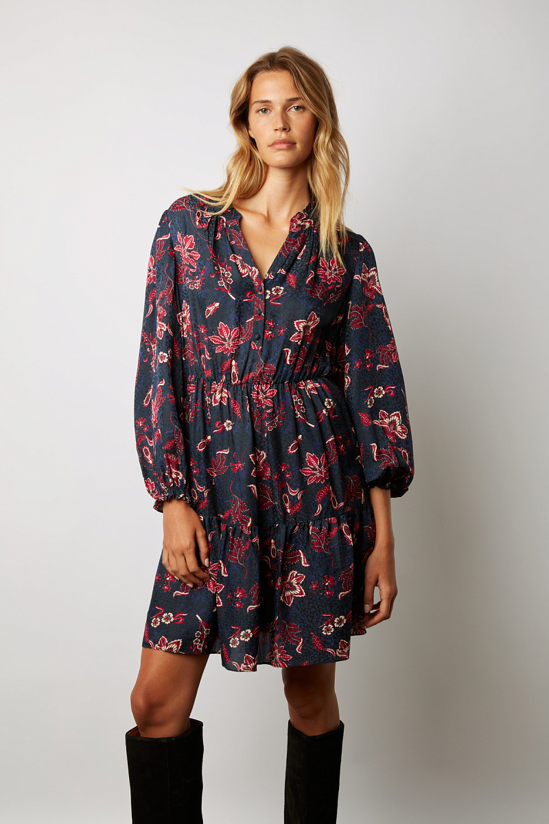 JOSEFINA - Мини-платье из смесового шелка с цветочным принтом