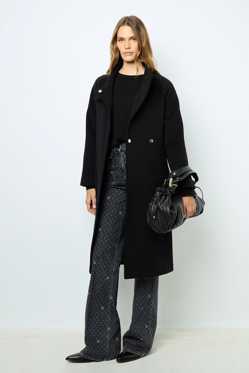 LOU - Длинное пальто с поясом и воротником-стойкой