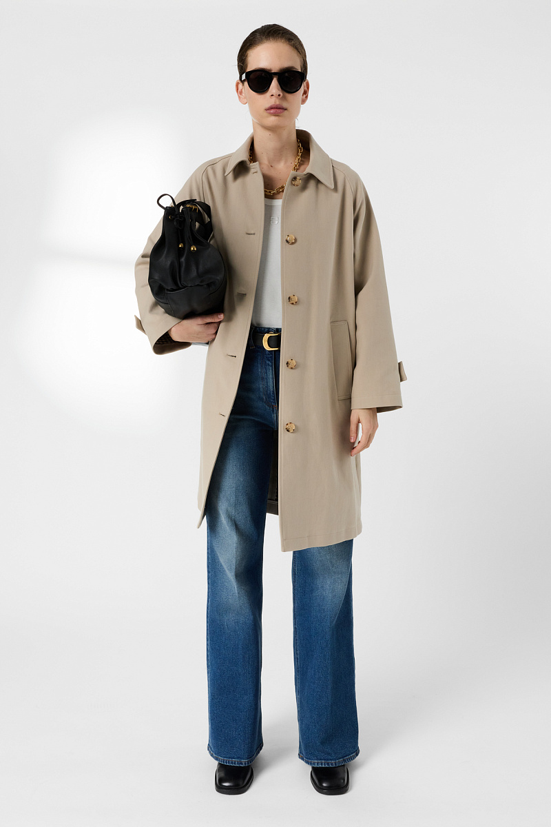 PARISA - Бежевый прямой тренч из хлопка