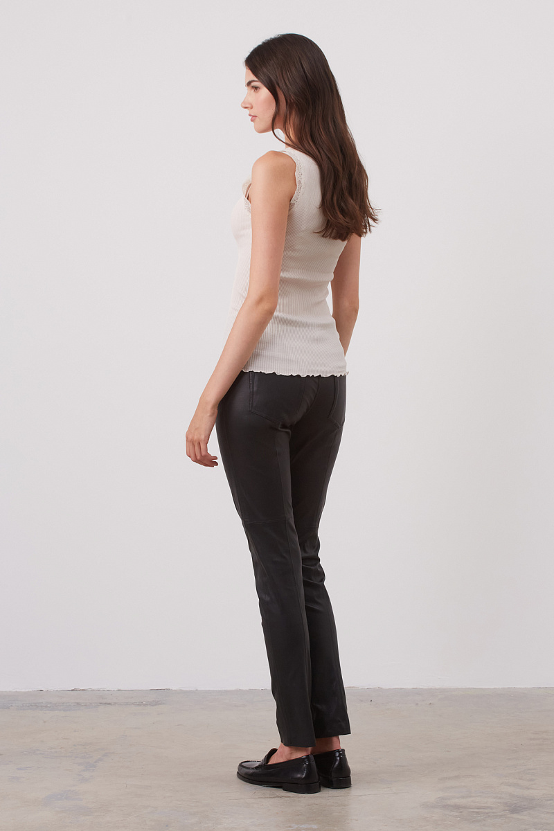 ANAE - Шелковый топ с кружевом в рубчик