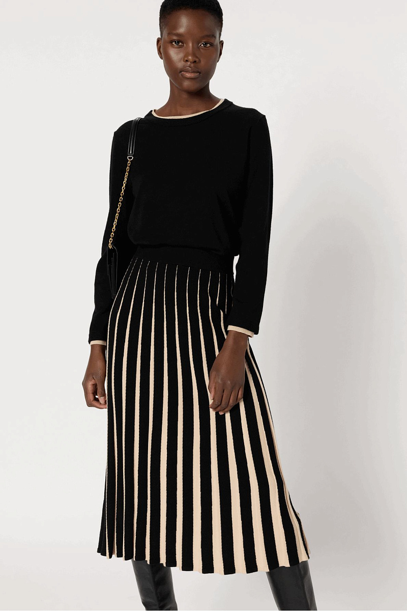 BIBIANE - Плиссированная контрастная юбка-миди