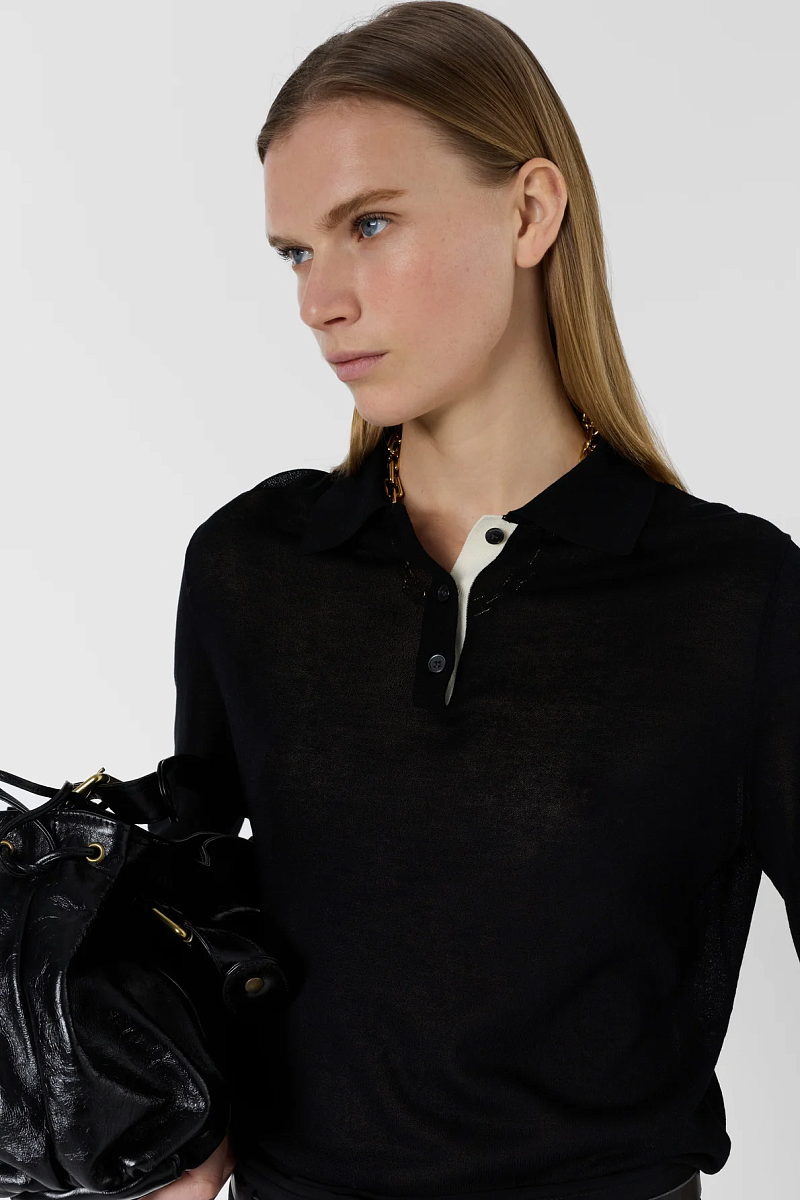 LAIKA - Черная тонкая трикотажная рубашка-поло