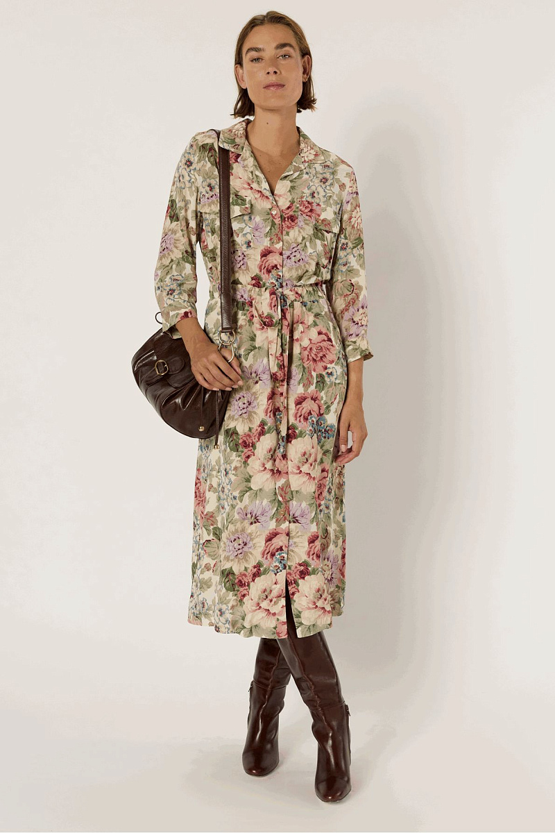LIAN - Длинное платье-рубашка с цветочным принтом