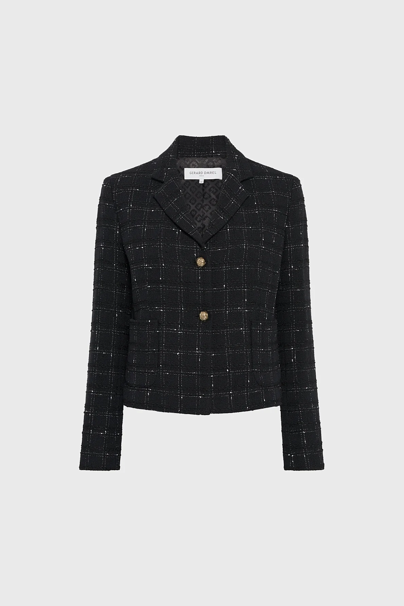 TIANA - Черный жакет из твида в клетку