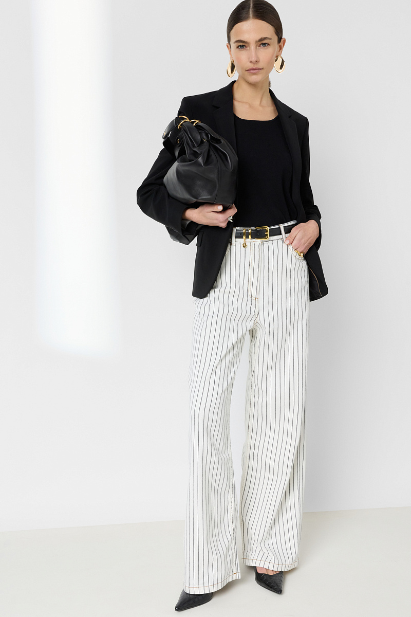 AMALIAH - Белые широкие джинсы в тонкую полоску