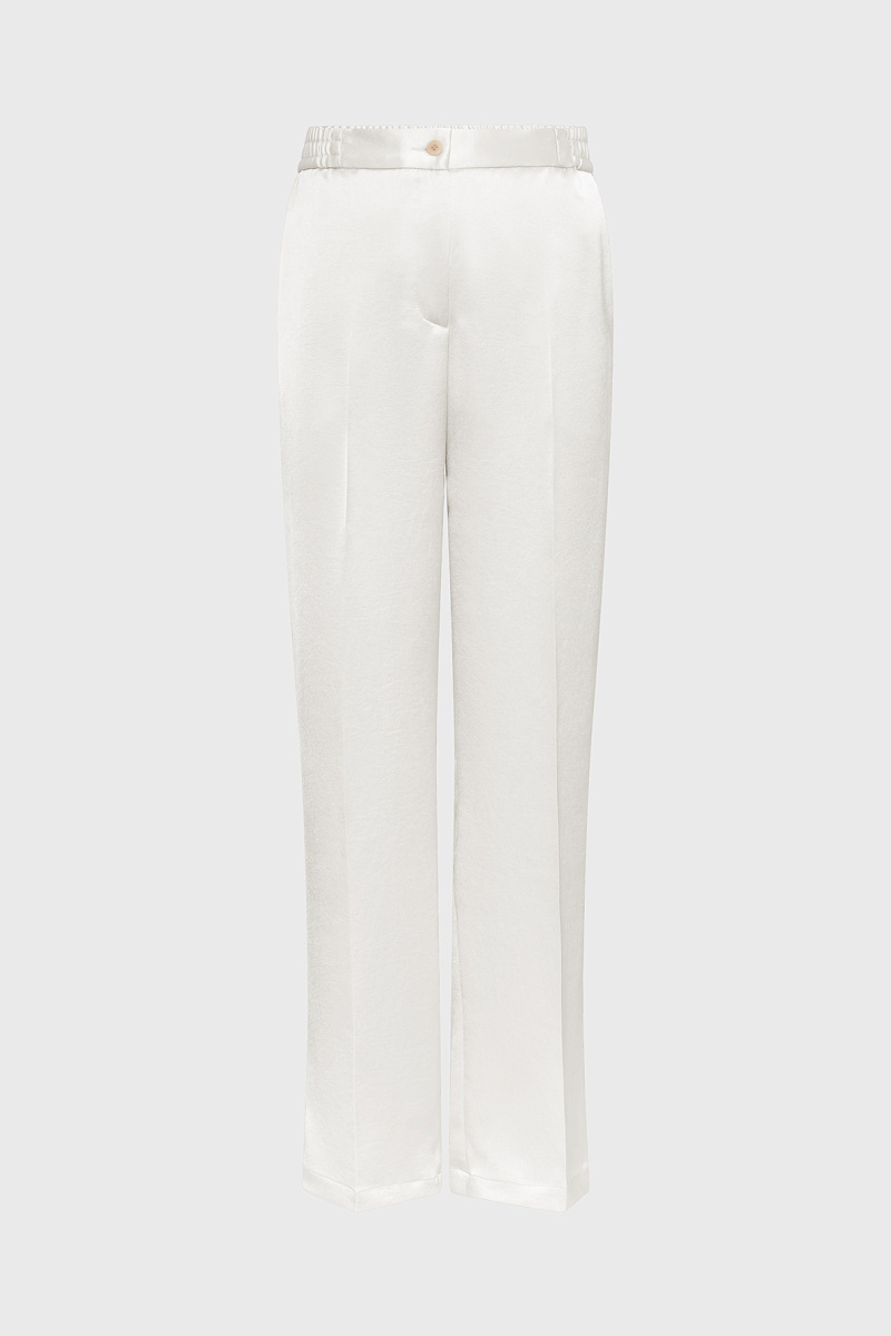 AMELYA - Свободные атласные брюки белоснежного цвета