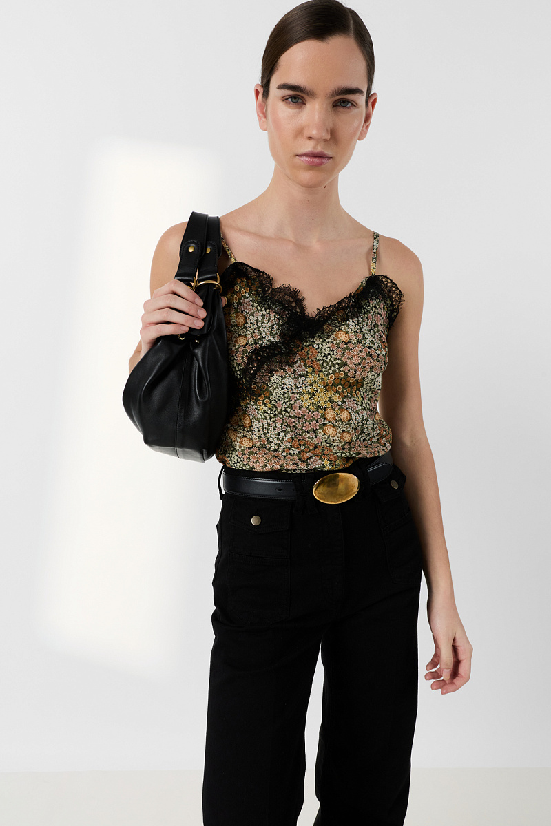 CHESSA - Кружевной топ с тонкими бретелями и цветочным принтом