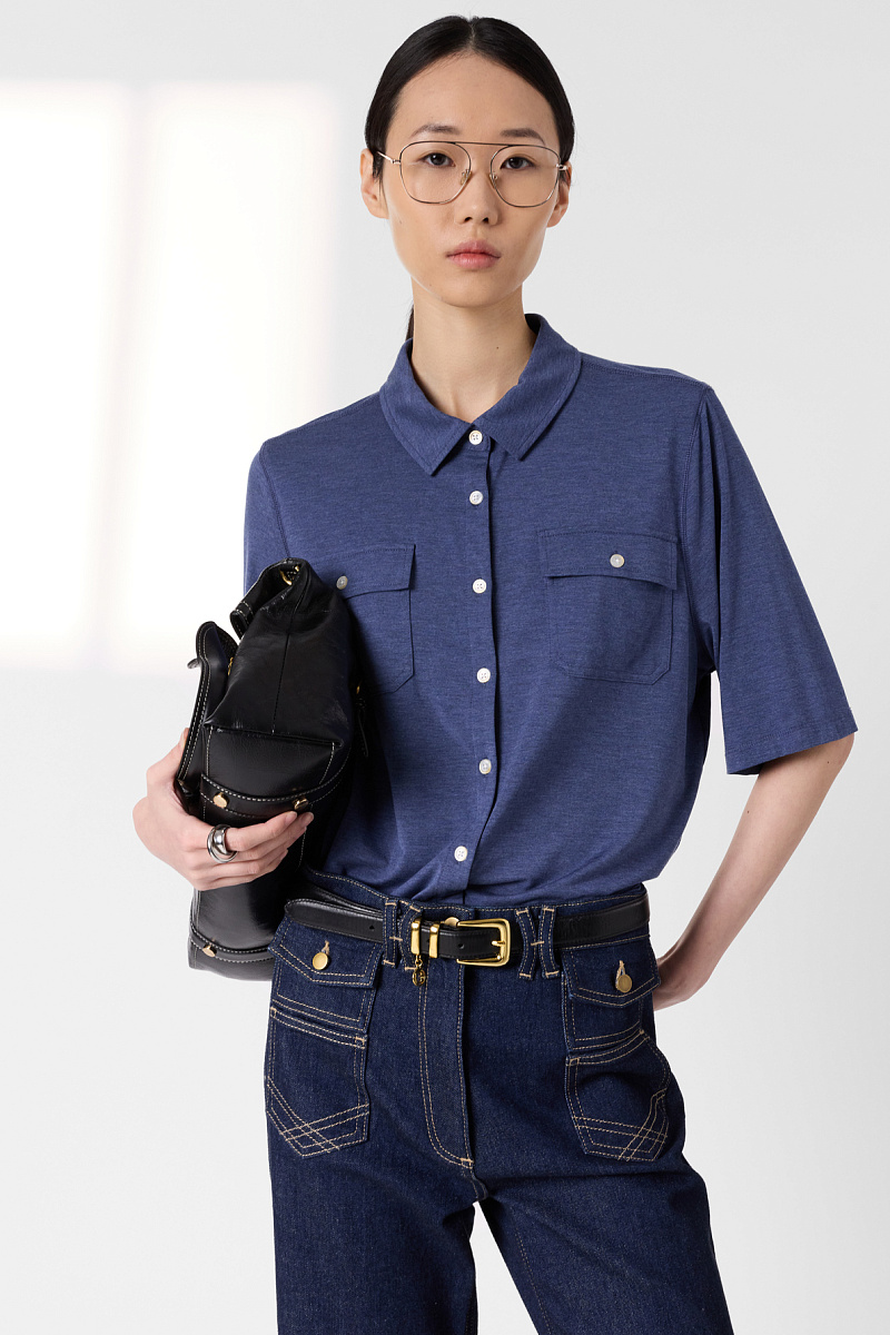 MYLA - Синяя рубашка-поло на пуговицах