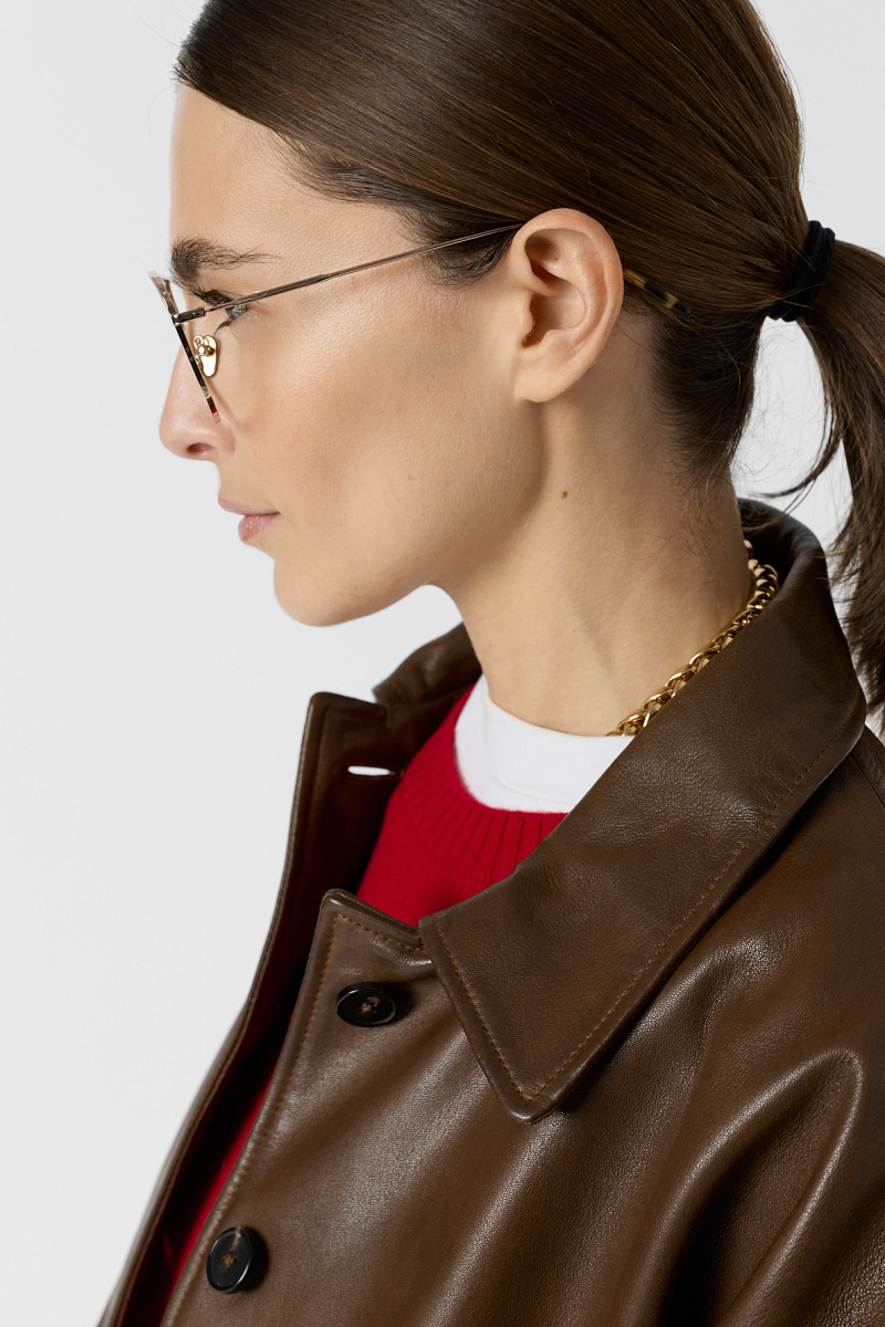 TINAE - Кожаная куртка в винтажном стиле в шоколадном оттенке