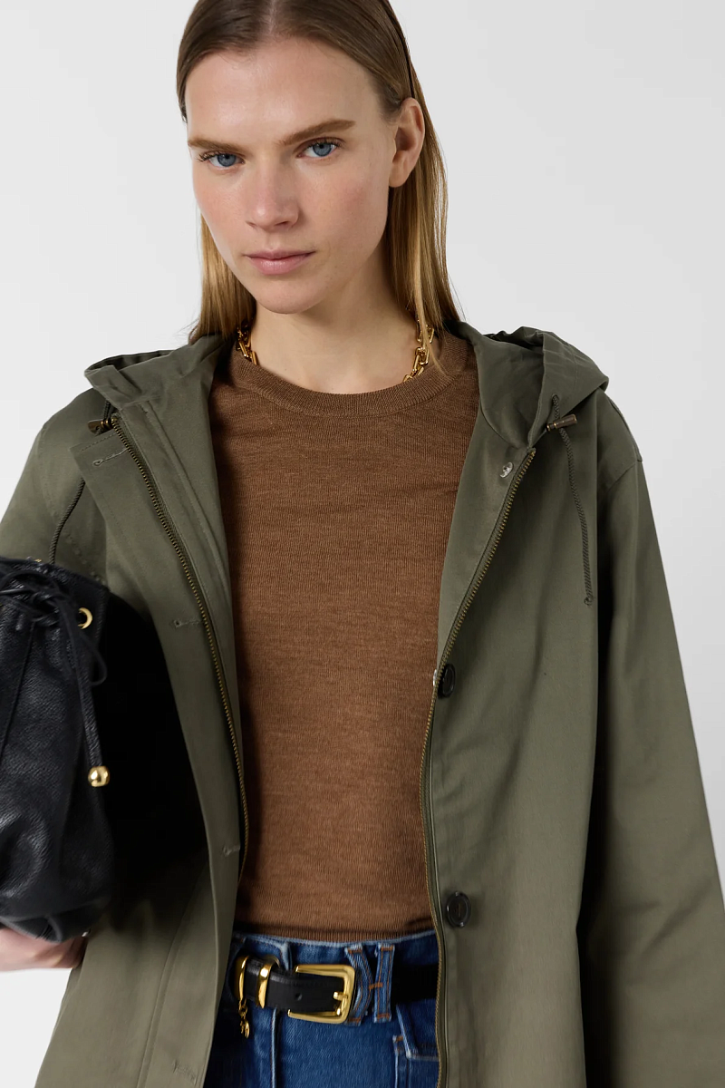 JANAYA - Хлопковая парка с капюшоном в цвете хаки