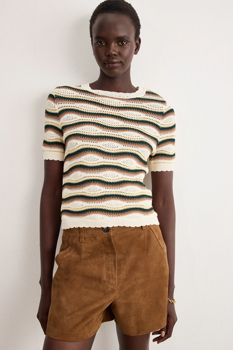 LALIAH - Разноцветный вязаный джемпер с короткими рукавами