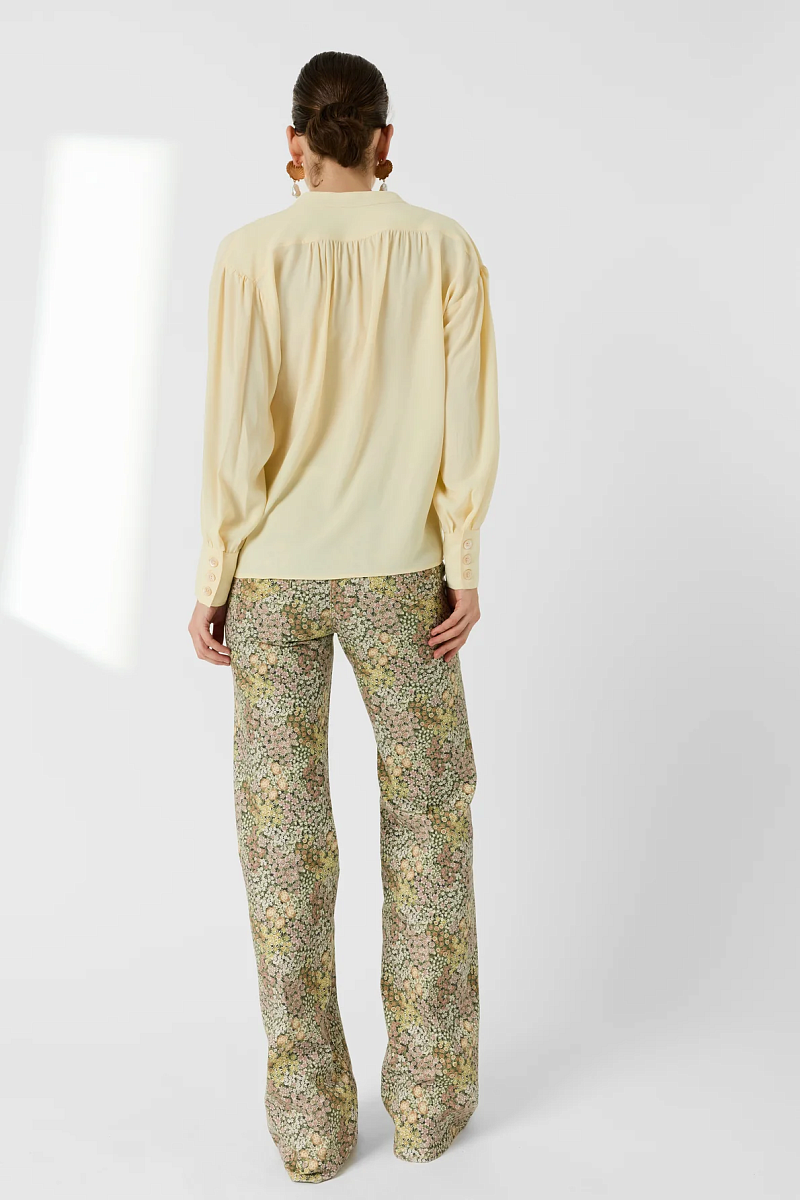 CEZANNE - Бежевая свободная блуза с тунисским воротником