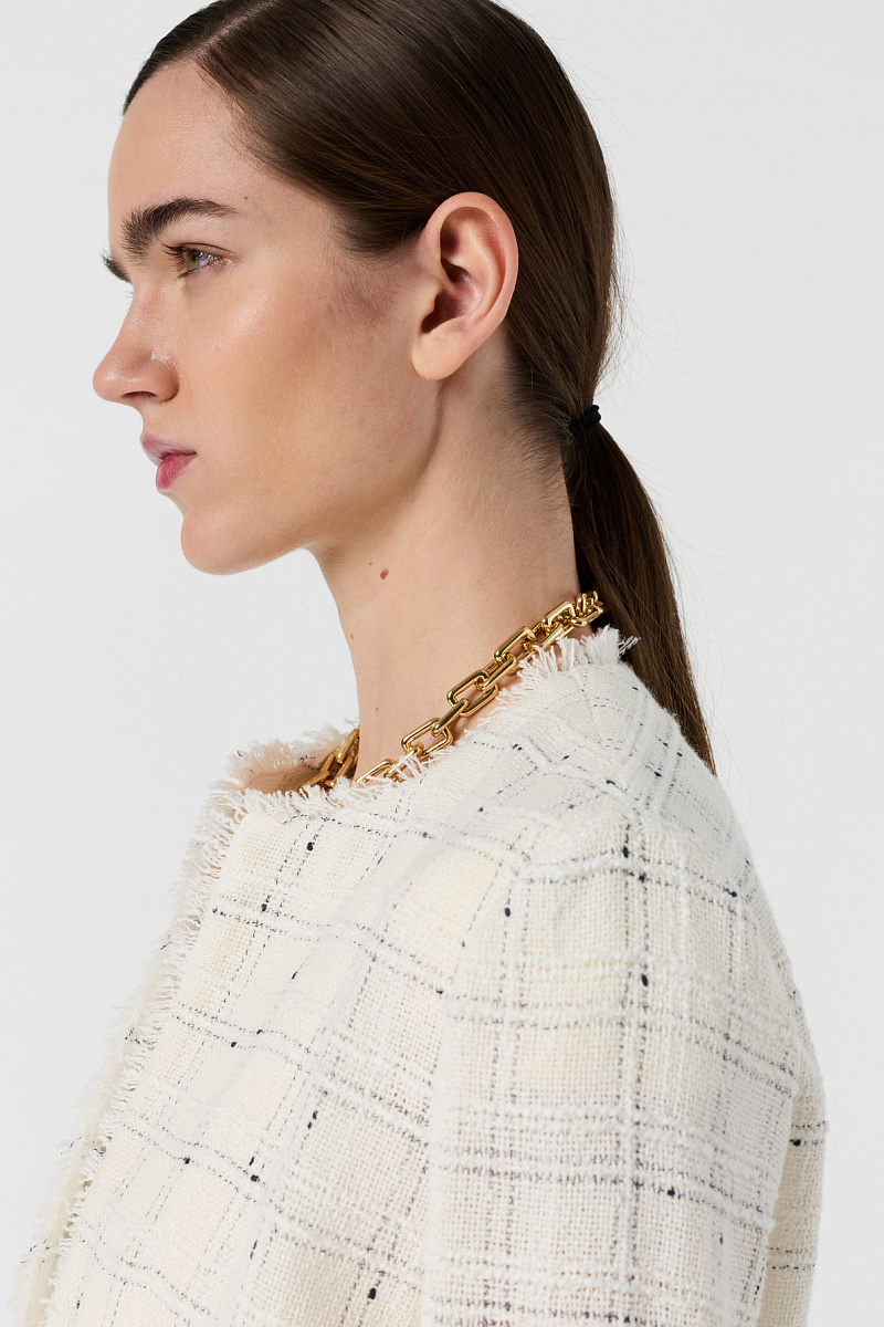 TAISSA - Твидовый жакет с бахромой в оттенке экрю