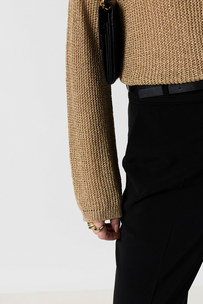 LAILAH - Золотистый вязаный свитер с воротником-поло