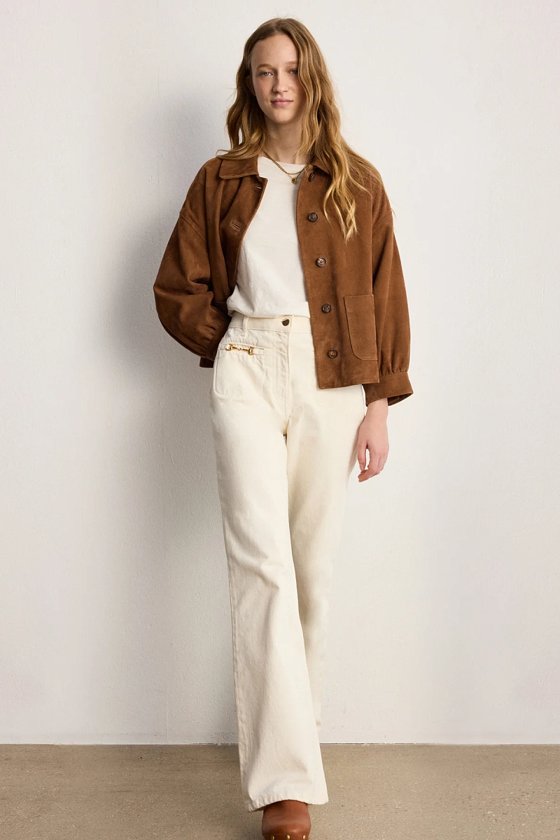 BERTIE - Белые джинсы расклешенного кроя с золотистыми пряжками на карманах