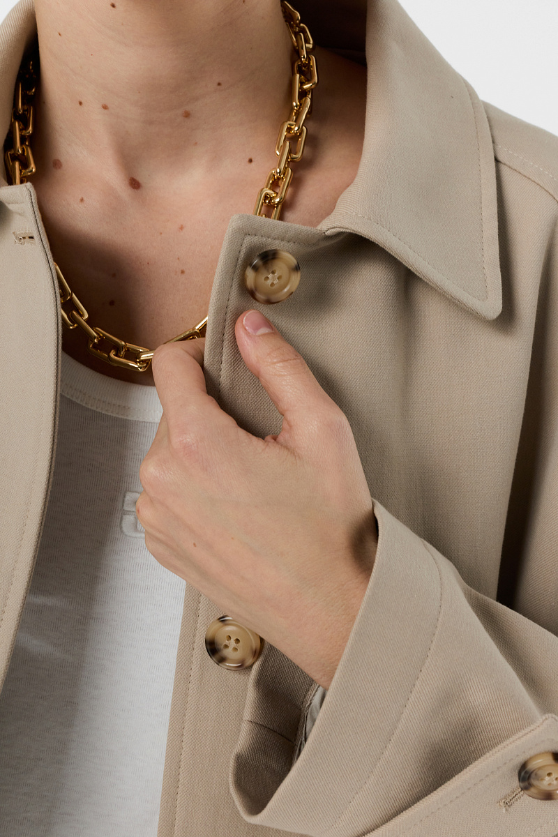 PARISA - Бежевый прямой тренч из хлопка