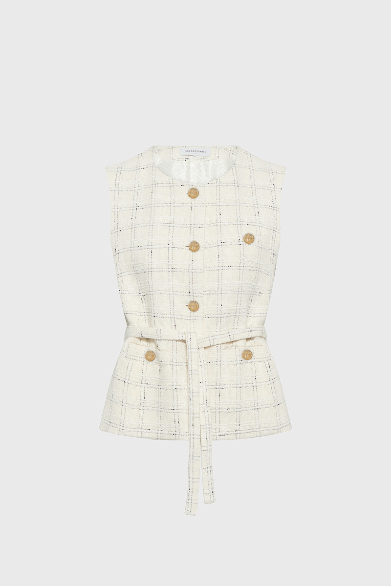 TILLIE - Белый жилет из твида в клетку