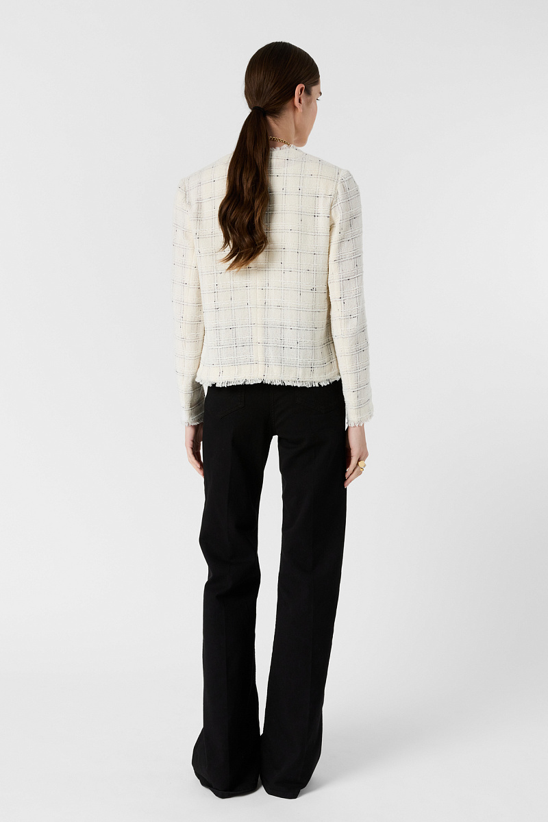 TAISSA - Твидовый жакет с бахромой в оттенке экрю