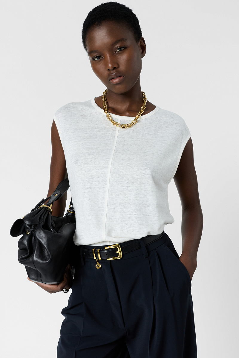 MICHELE - Белая льняная майка