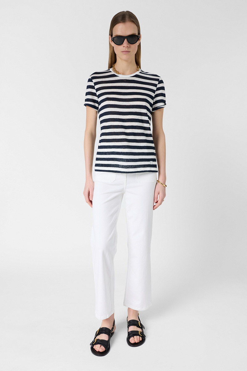 MELLINA - Синяя футболка в полоску из льна