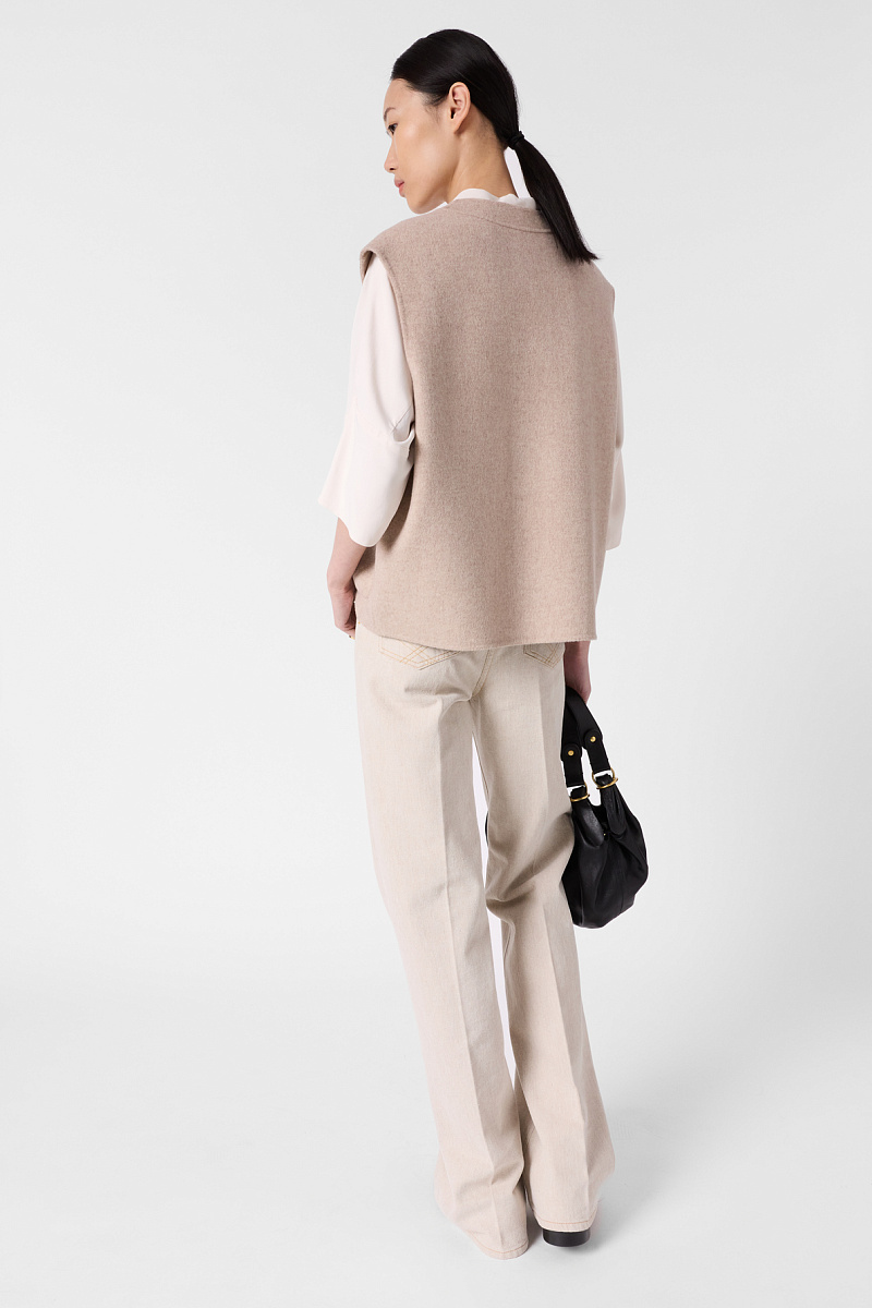 TALMINE - Бежевый жакет без рукавов из тонкой шерсти