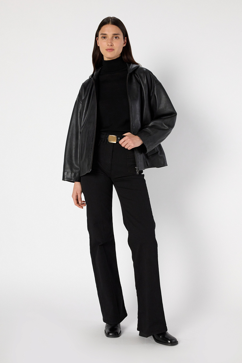 NABILA - Кожаная куртка оверсайз с капюшоном