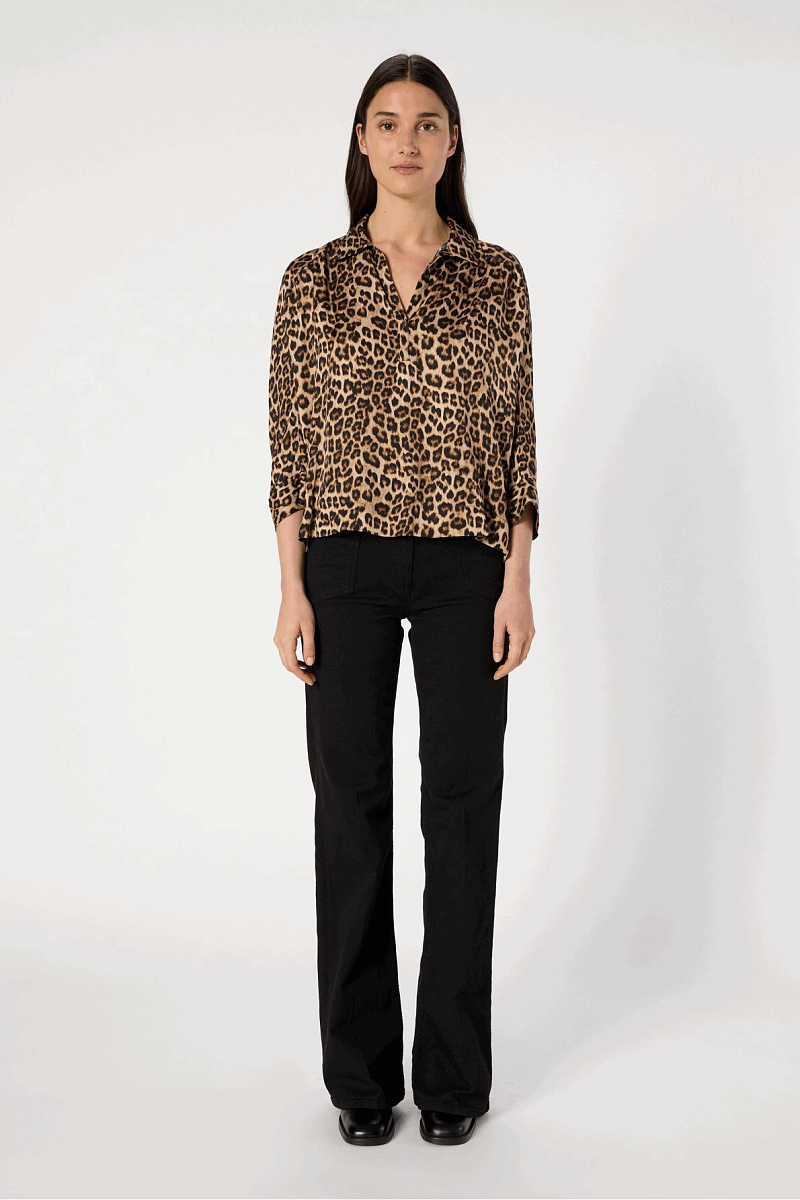 AUDE - Блуза из 100% вискозы с леопардовым принтом