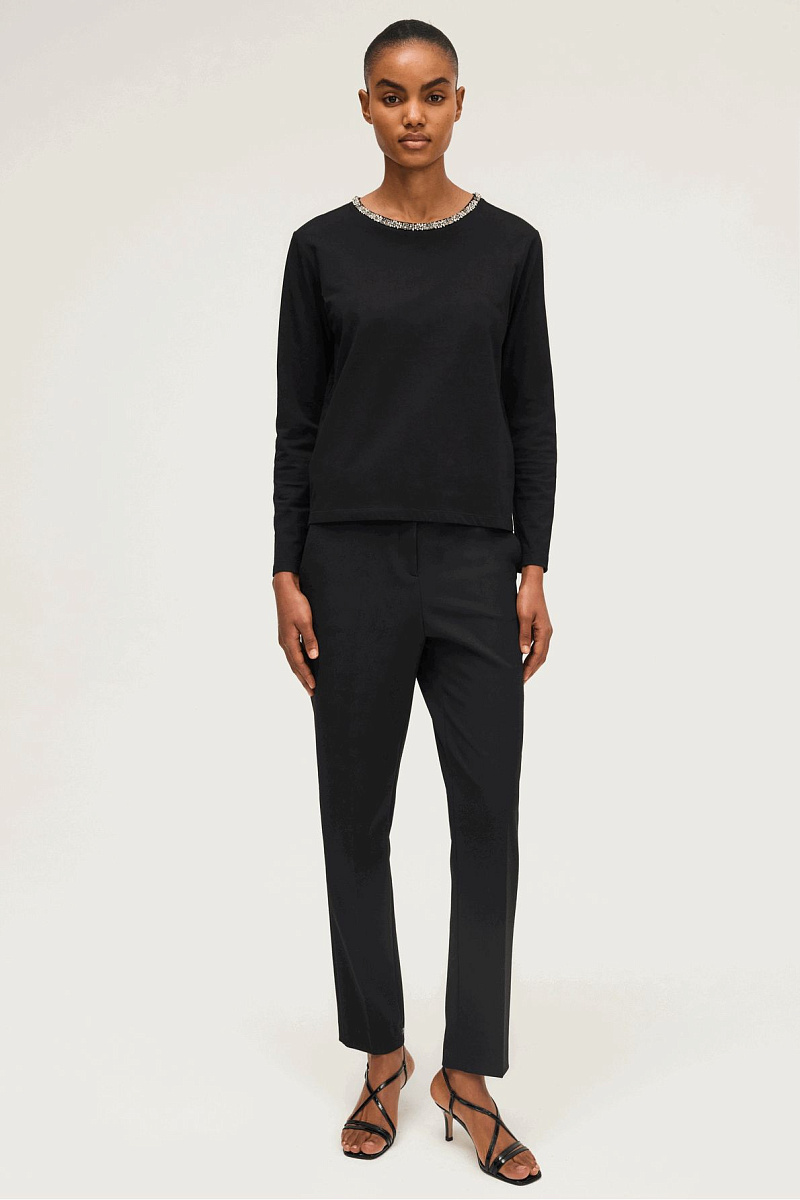 HARRIETTE - Лонгслив из 100%  хлопка со стразами