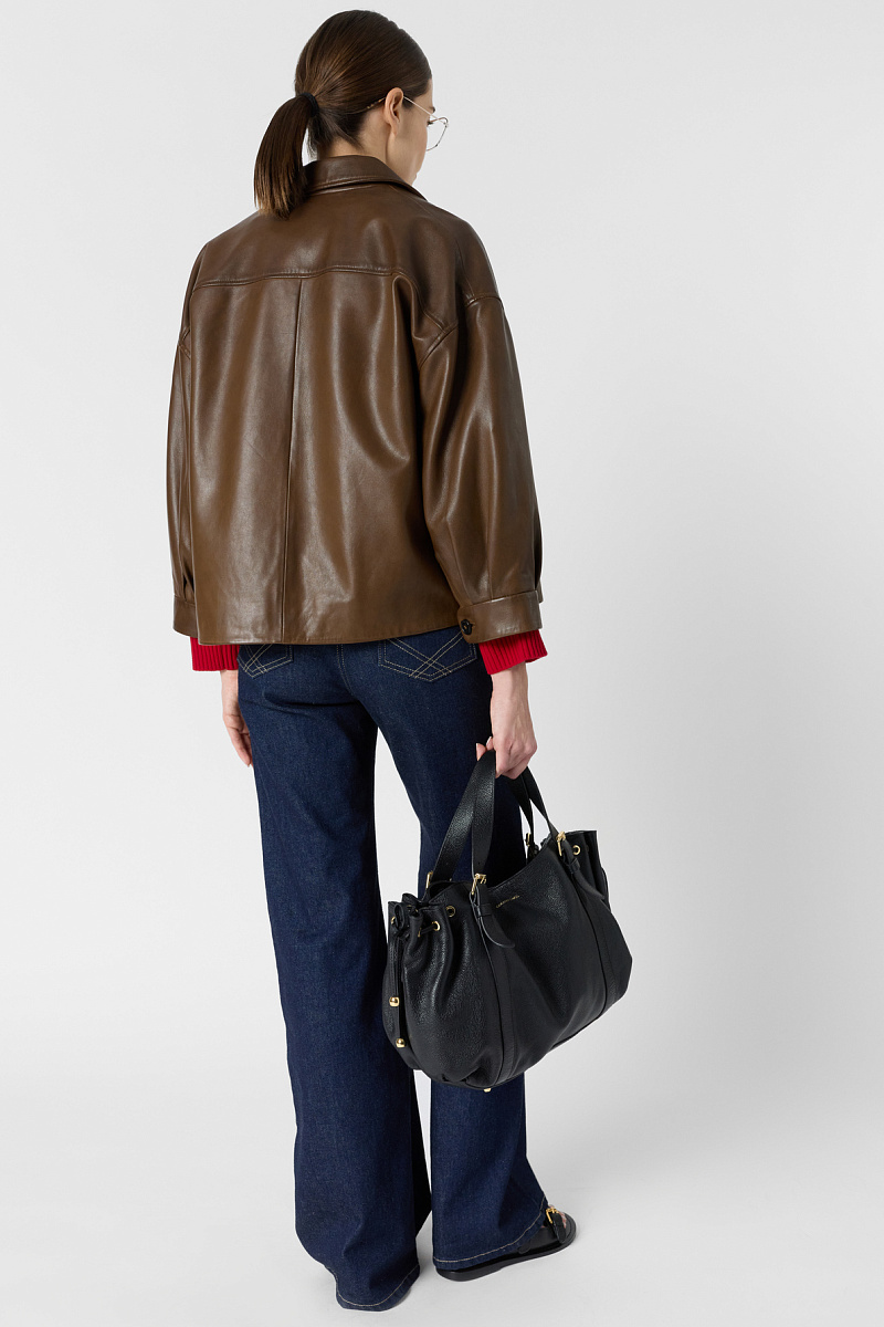 TINAE - Кожаная куртка в винтажном стиле в шоколадном оттенке