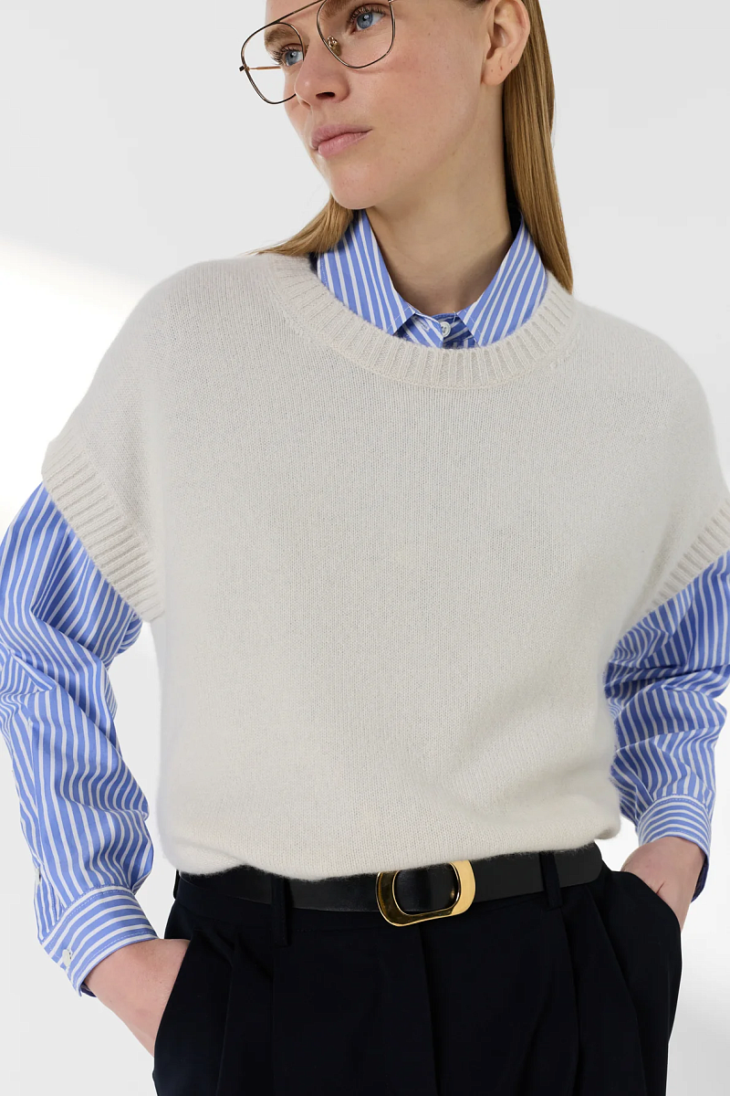 LOHNA - Белый джемпер без рукавов из кашемира