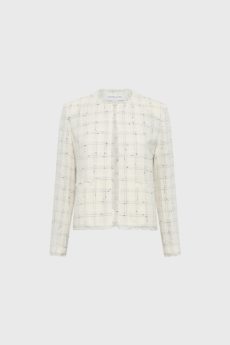 TAISSA - Твидовый жакет с бахромой в оттенке экрю