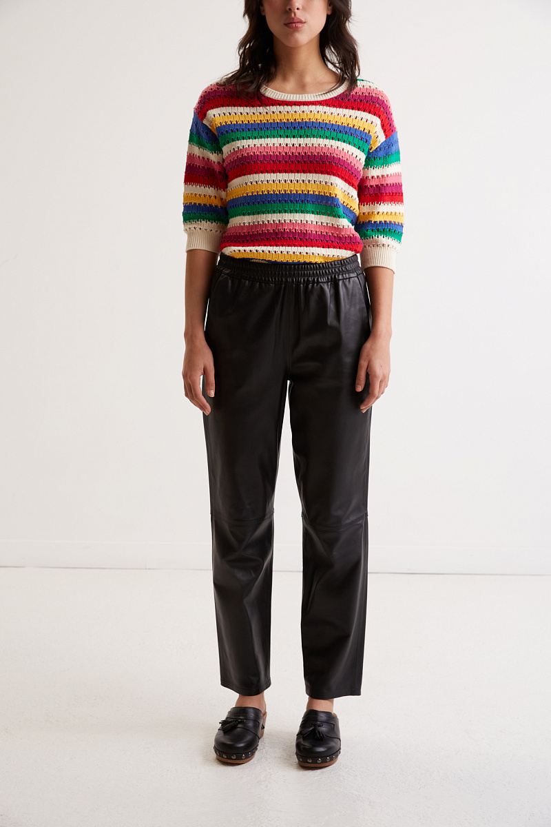 Кожаные брюки прямого кроя