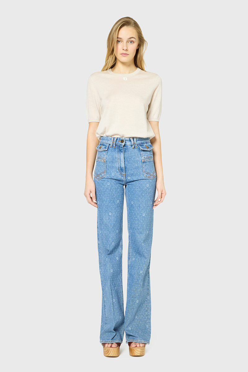 ANNA - Джинсы-клеш в горошек