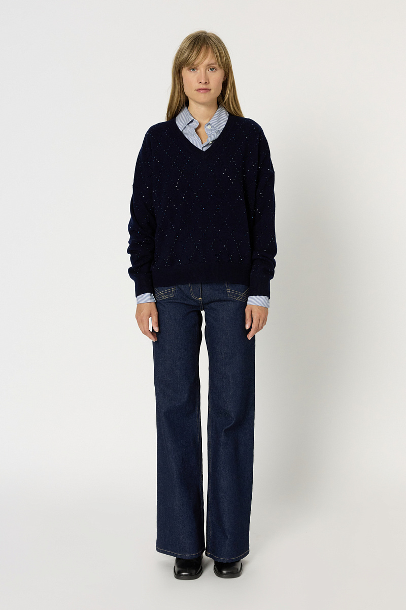 EDWIGE - Шерстяной свитер с V-образным вырезом и стразами