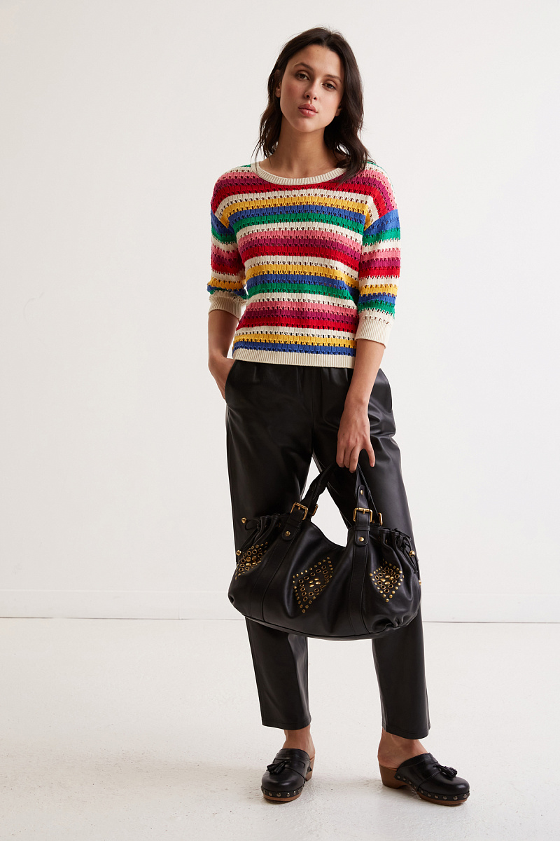 Кожаные брюки прямого кроя Кожаные брюки прямого кроя