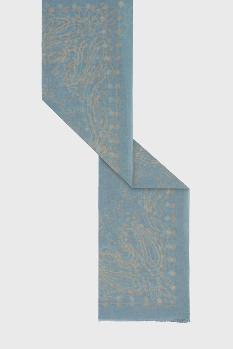 DORINE - Голубой шарф из хлопка с принтом