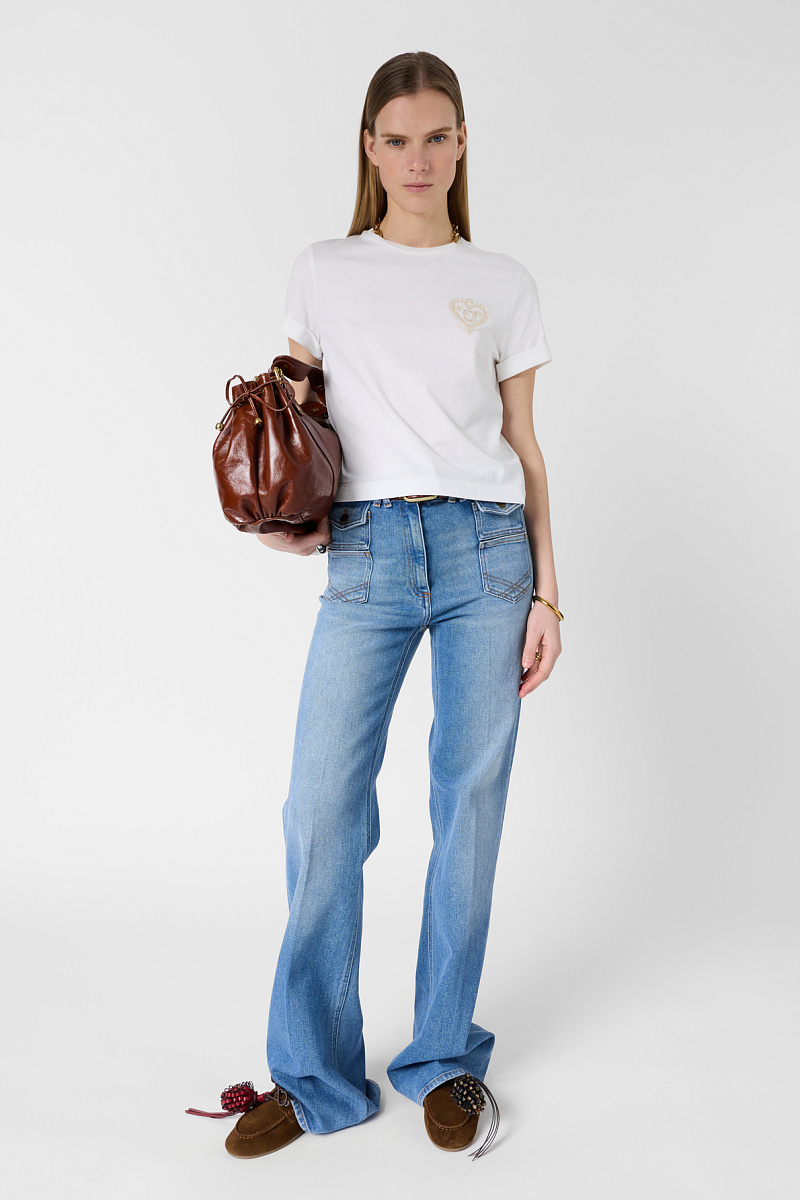 MELIA - Белая футболка из хлопка с вышитым гербом